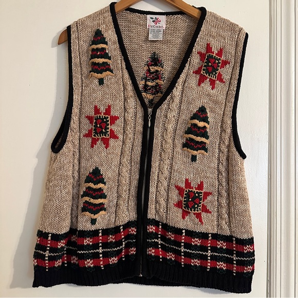 Nut Cracker Vintage Christmas Sweater Vest Zipper Women XL - Picture 1 of 9